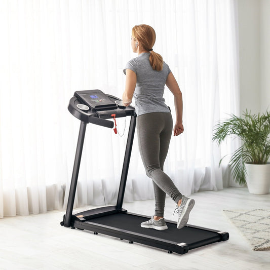 1.5HP Electric Treadmill with LED Display and 12 Speed Programs - Black