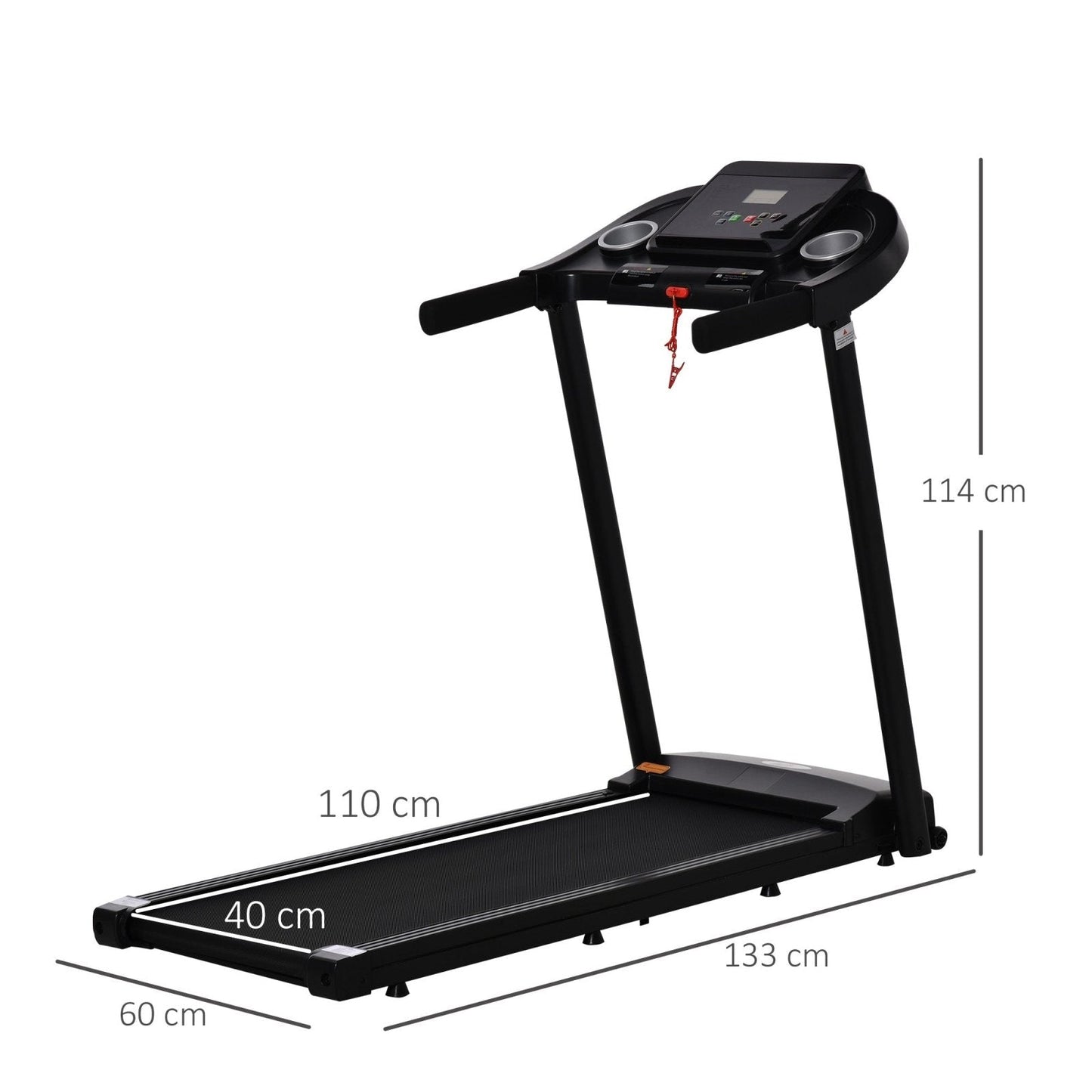 1.5HP Electric Treadmill with LED Display and 12 Speed Programs - Black