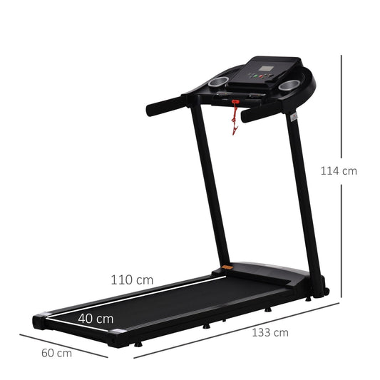 1.5HP Electric Treadmill with LED Display and 12 Speed Programs - Black